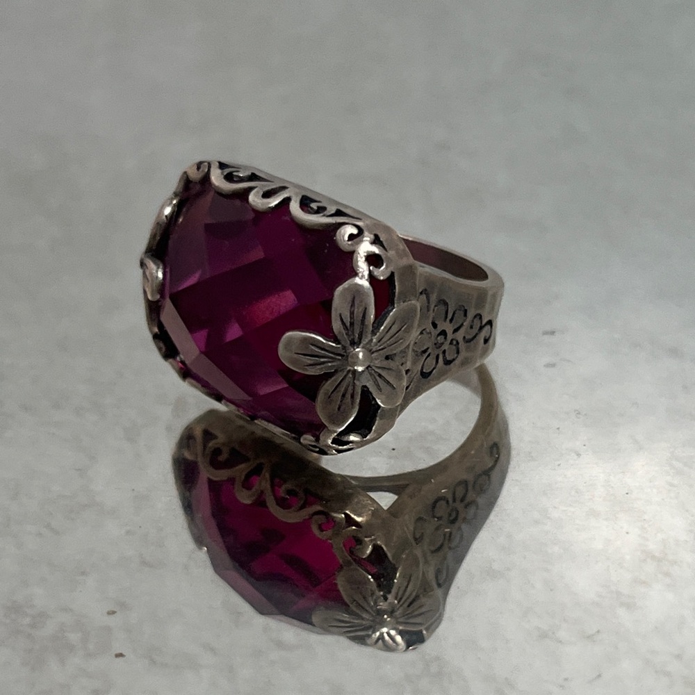 Silpada Sterling Pink Berry Licious Flower Ring Size 7 Beautiful
